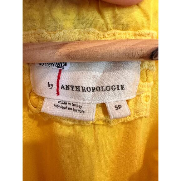 Anthropologie The Somerset Yellow Eyelet Mini Dress Small PETITE - Picture 9 of 10